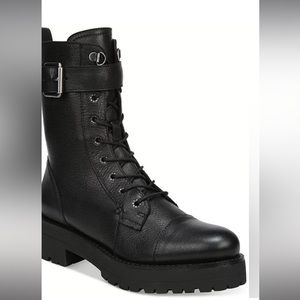 Sam Edelman black leather combat boots new